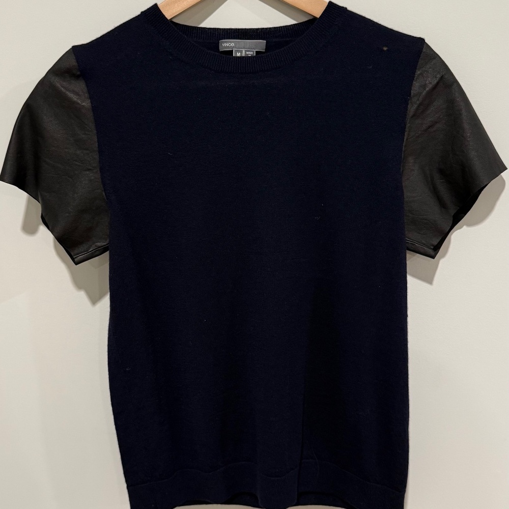 Vince wool & lambskin t-shirt